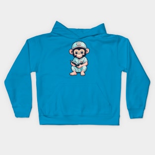 Monkey Baseball Player Kids Hoodie